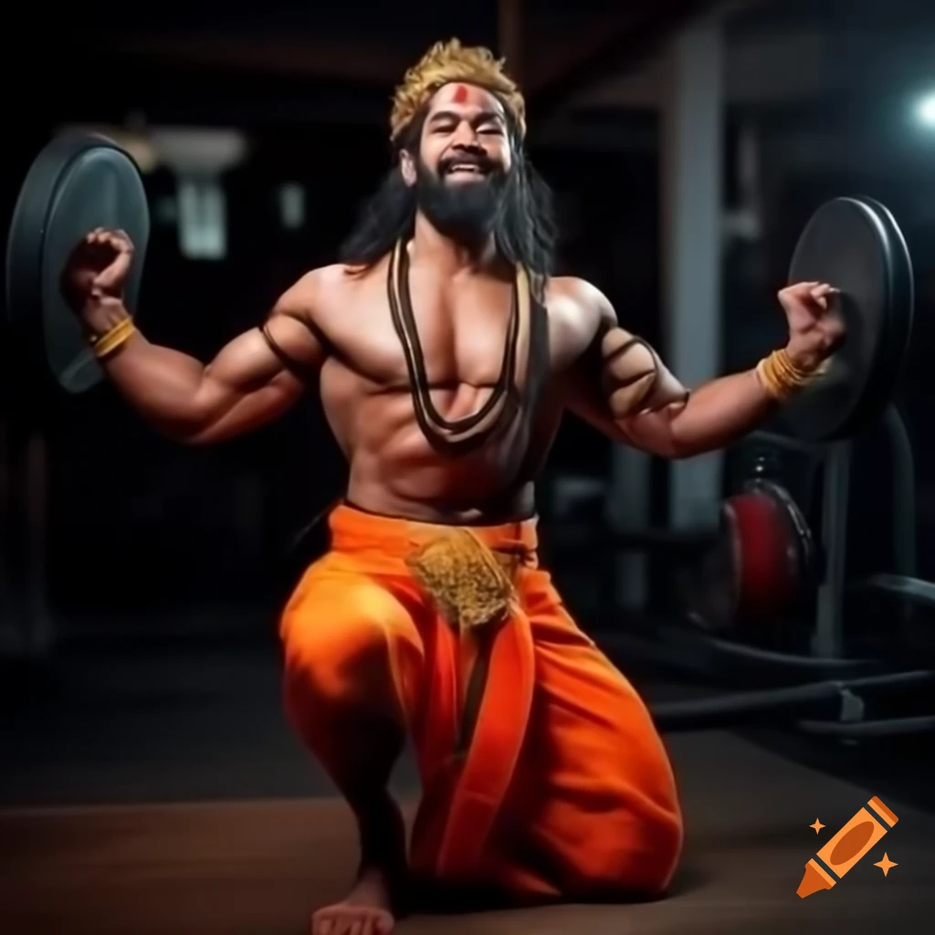 Realistic portrayal of Mahabali Maveli, mythological king from Kerala in traditional orange dhoti