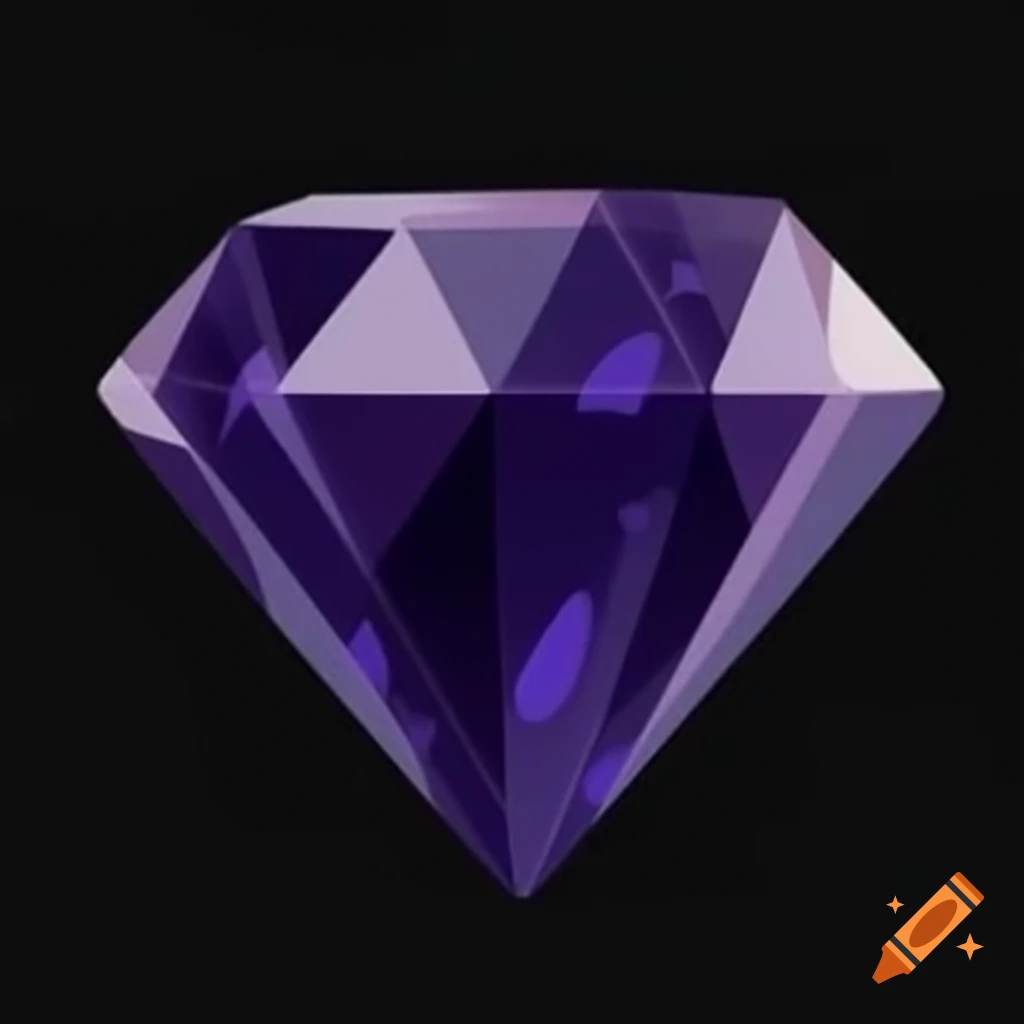 Cartoon diamond-shaped obsidian crystal on black background