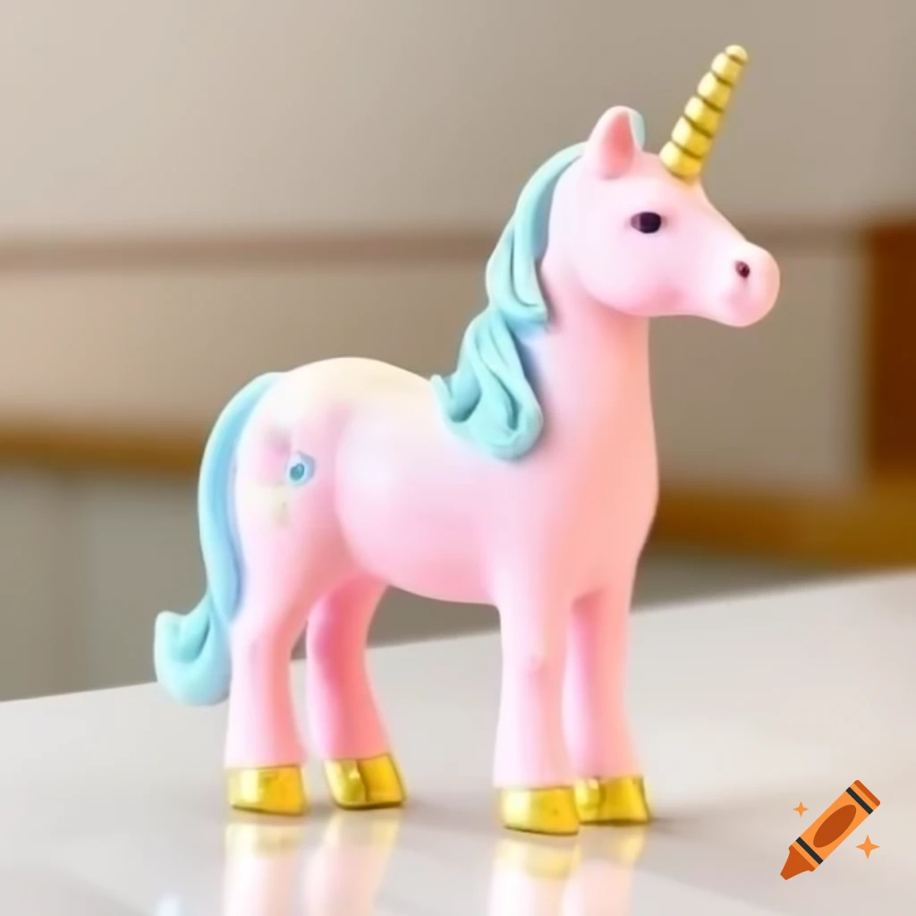 Soft pastel resin unicorn sparkling on counter