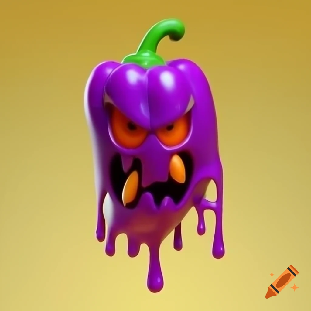 3D image of stylized evil chili with black dripping effect against a sunny backdrop