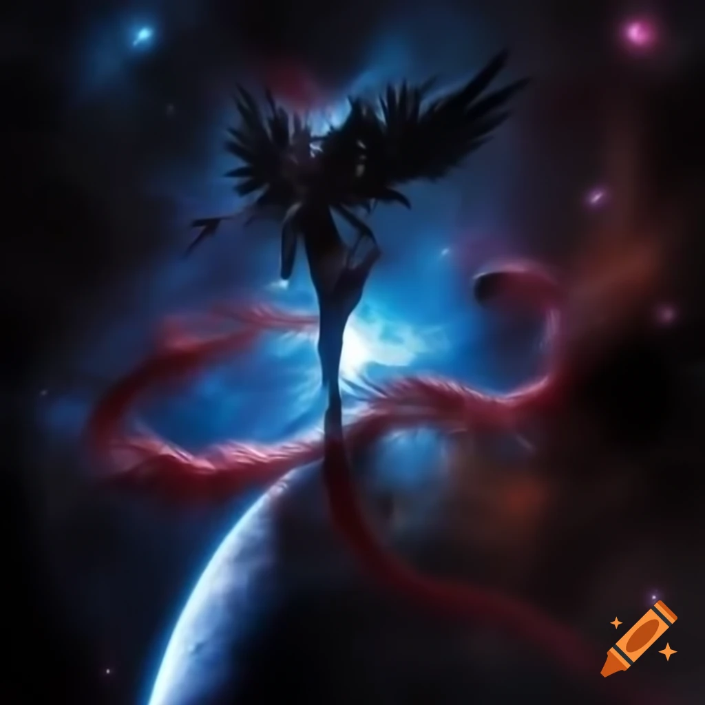 Cosmic Dream War scene with defenders confronting enhanced Alien Angel Goddess Queen Adalline