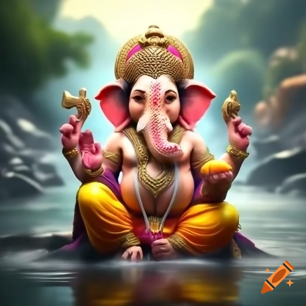Lord Ganesha near the Ganga River
