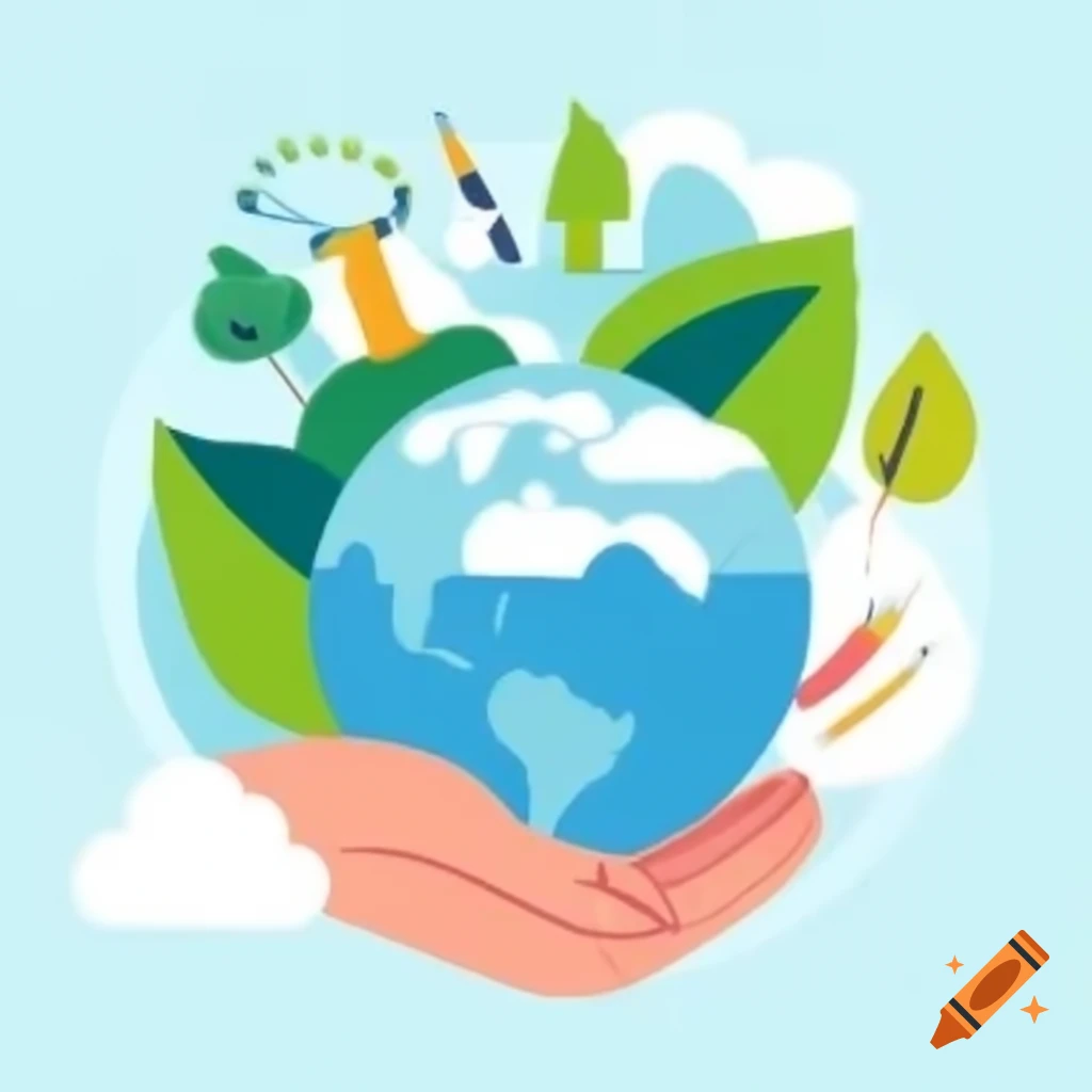 Watercolor art promoting cleanliness, hygiene, and environmental responsibility
