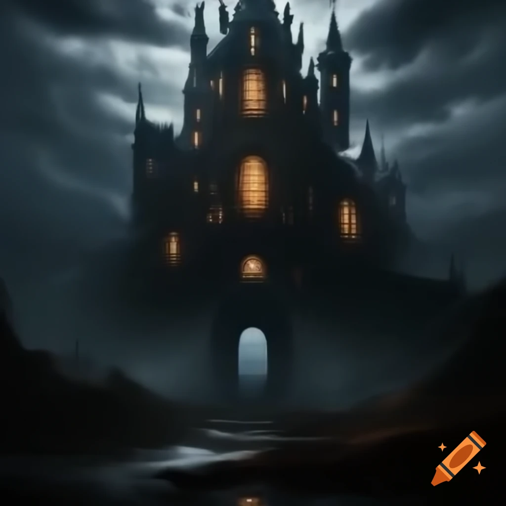 Intricate dark castle filled with mystery and intrigue