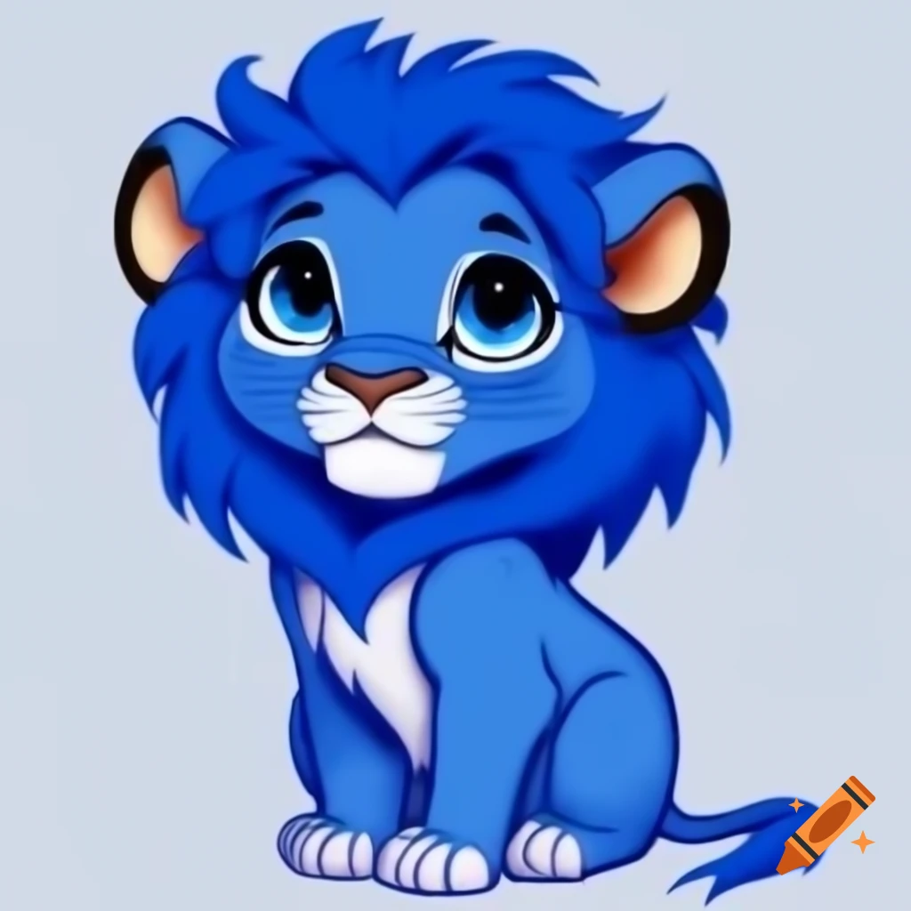 Chibi blue lion sketch on craiyon
