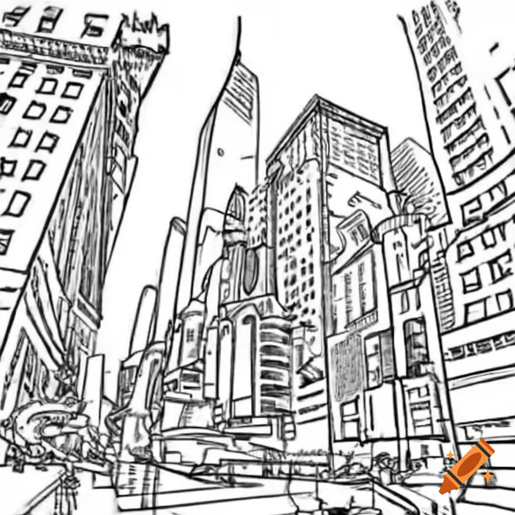 High-quality New York City themed coloring page with realistic details