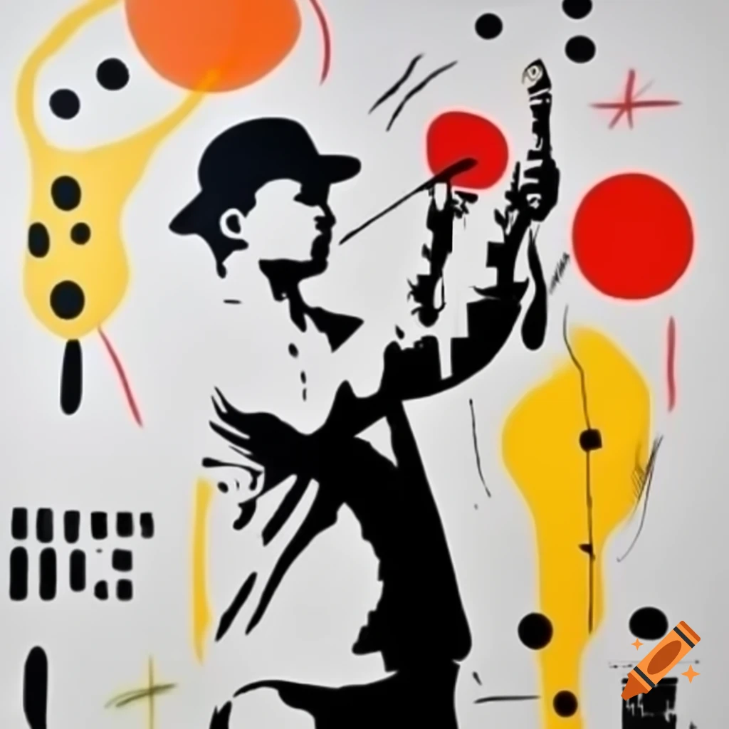 Marimekko inspired Banksy painting showcasing bold patterns and street art