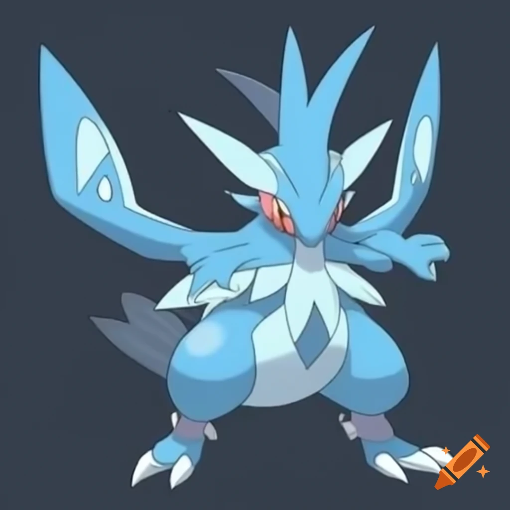 Pokémon character Frosteel Cryobladon and Glaciumet, ice and steel types