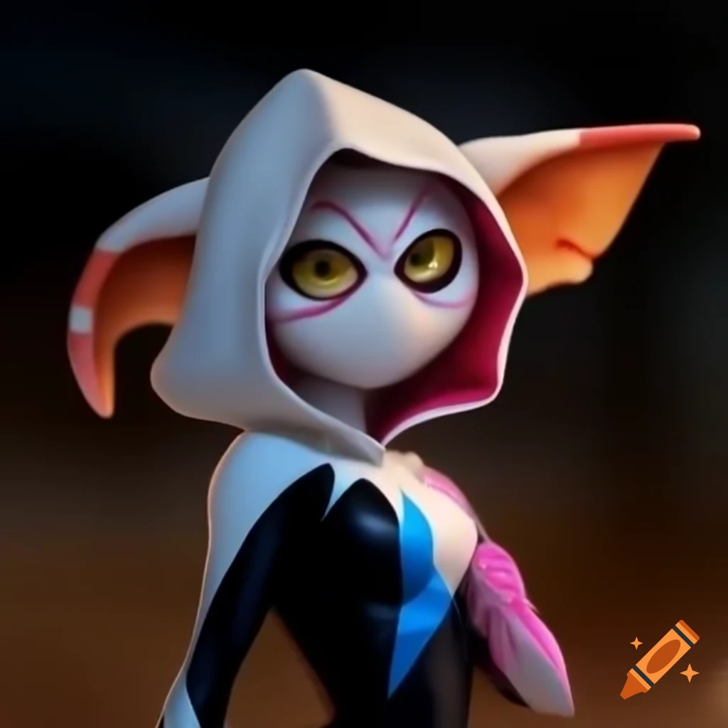 Cute gremlin version of Spider-Gwen with large ears