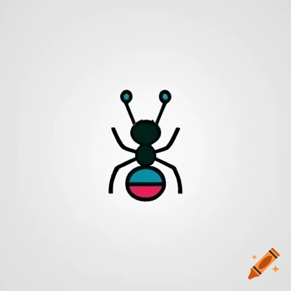 Stylized ant logo with clear lines and minimal detail