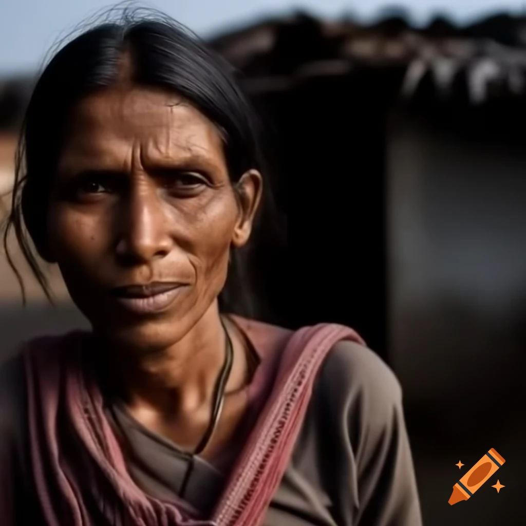 Close-up of Bangladeshi community member standing outside house in serene village