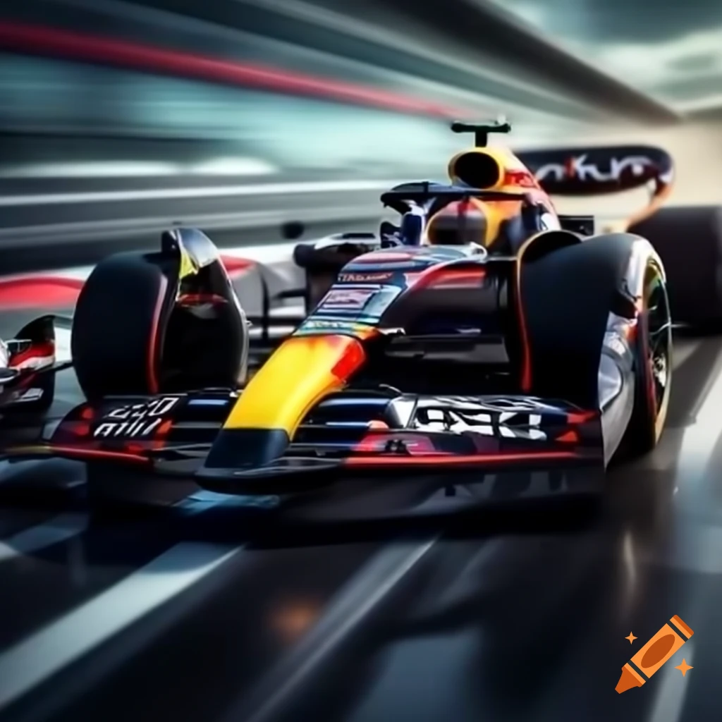 High-speed Formula 1 car racing on track