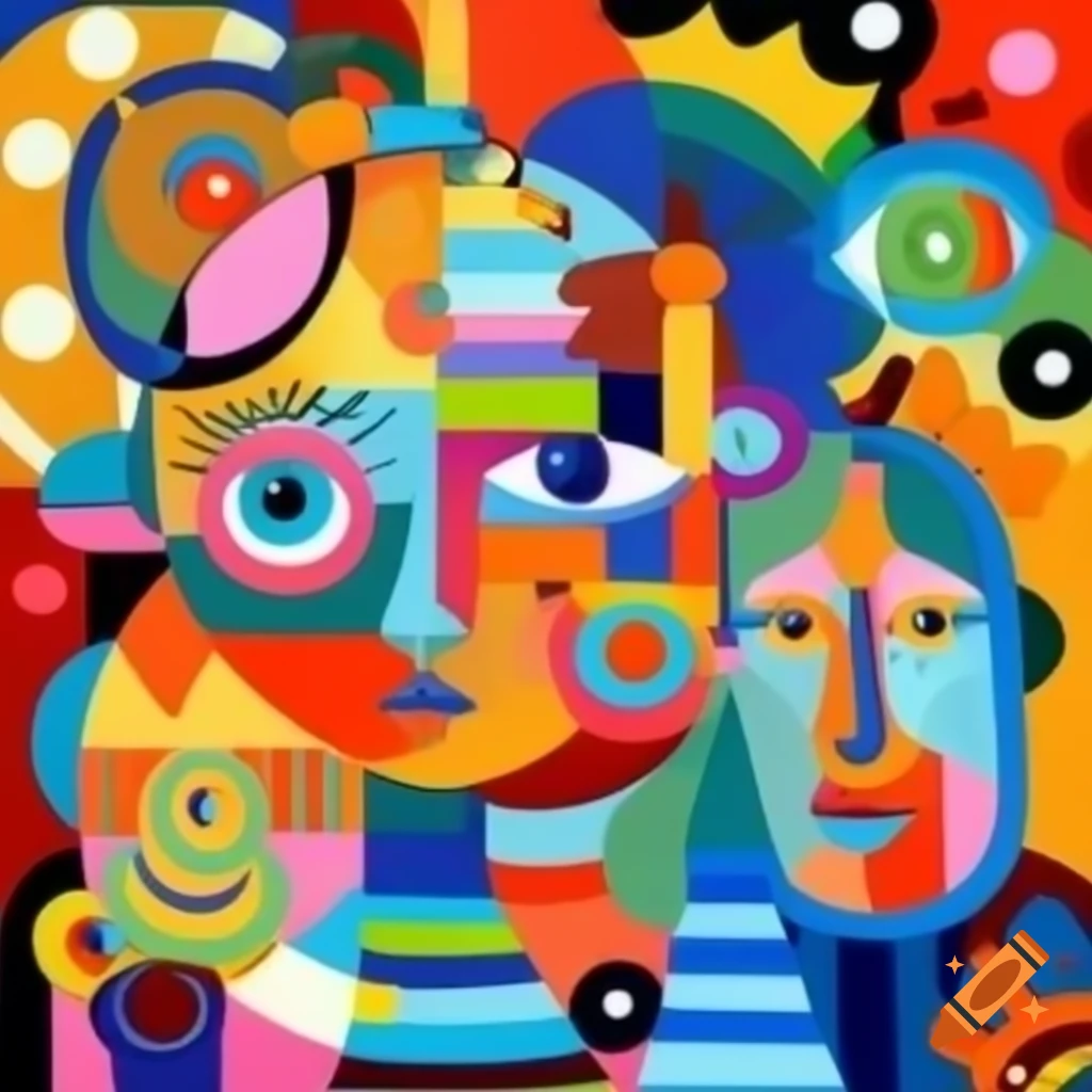 Cubes and abstract forms illustrating various art movements like surrealism and expressionism
