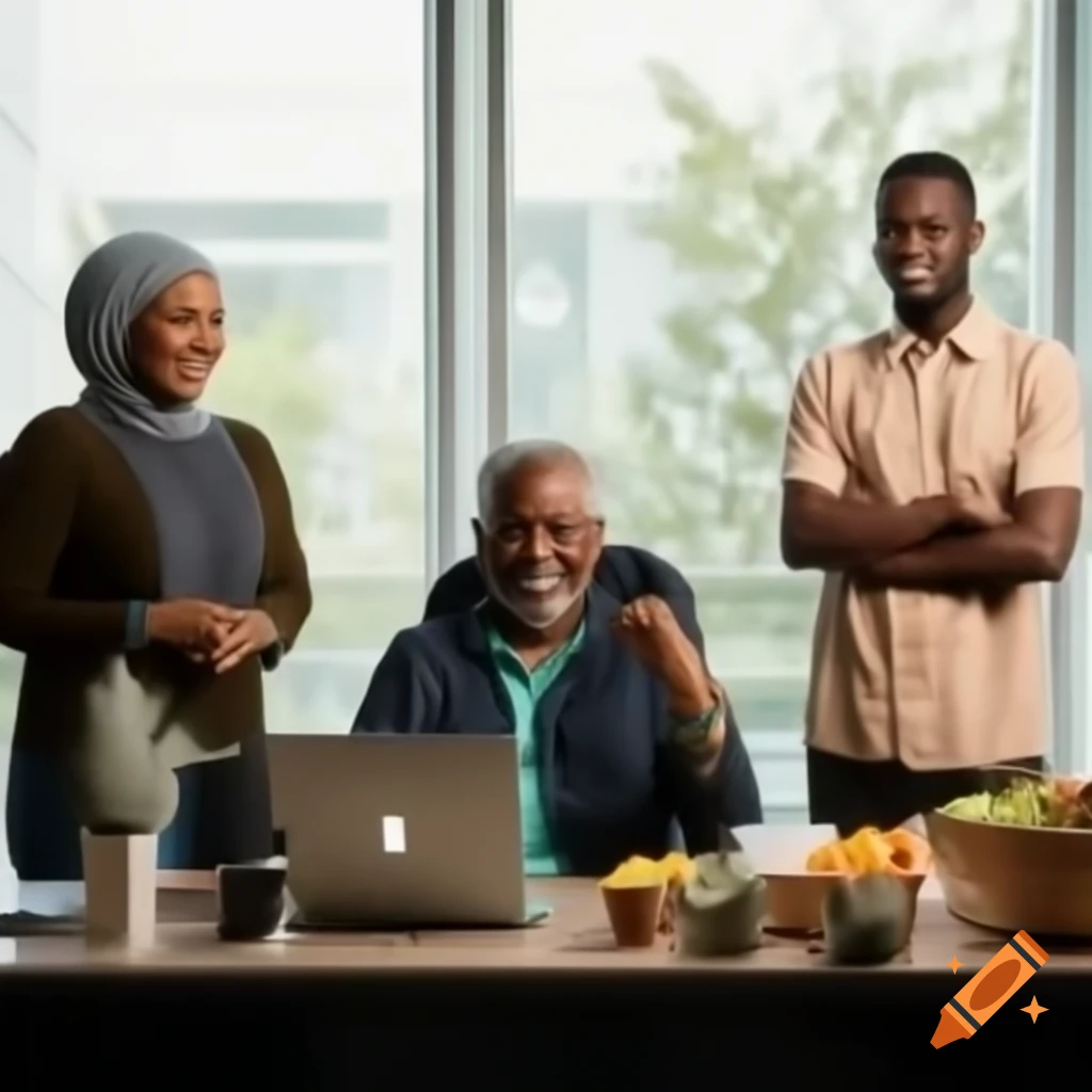 Modern office with diverse team enjoying NutriFitBreak together
