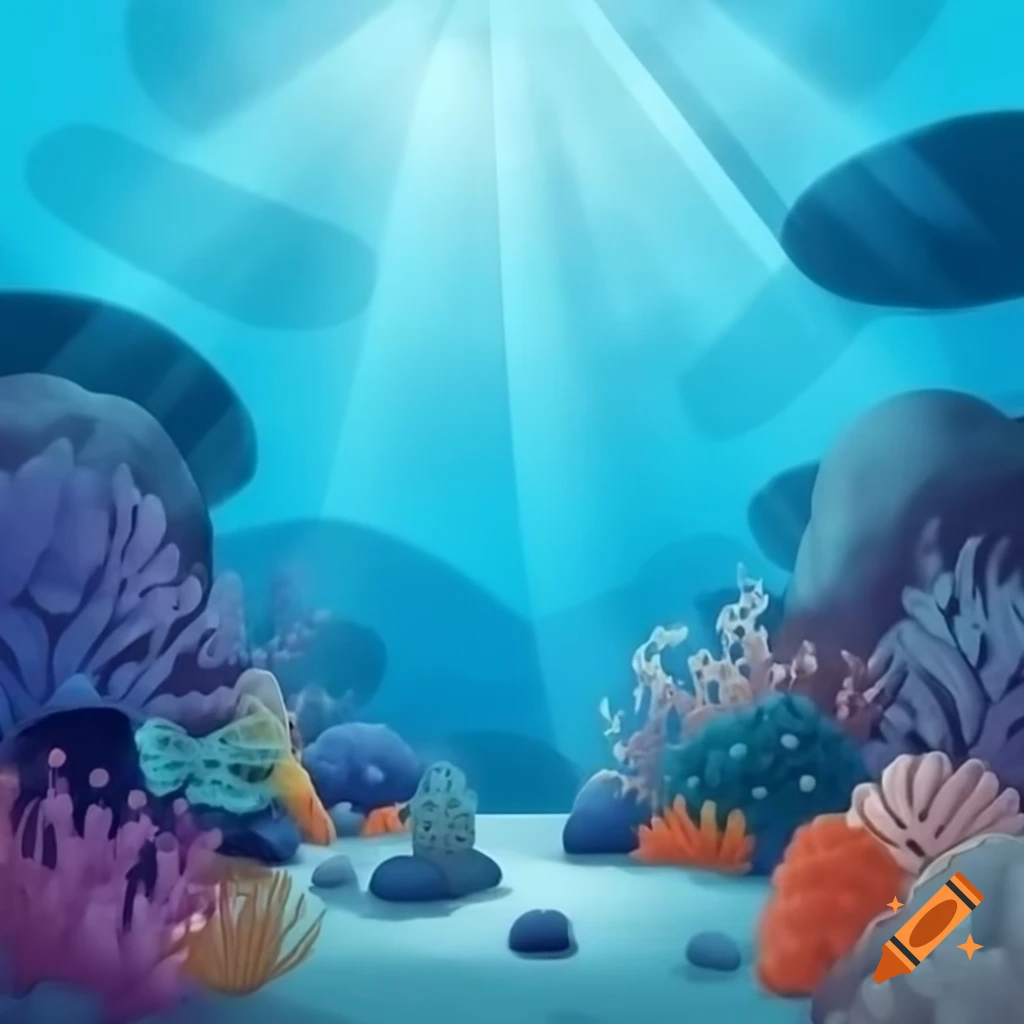 Colorful cartoon coral reef illustration