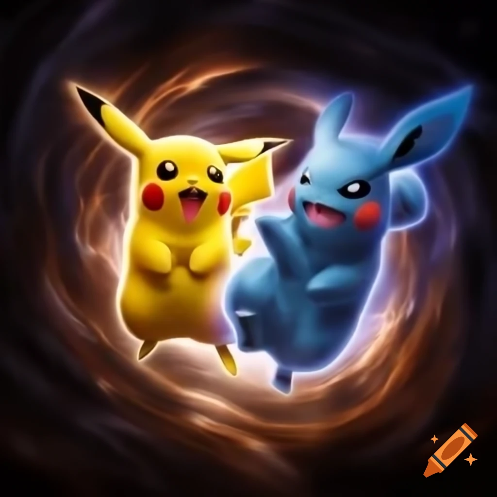 Pikachu and Easter Bunny in a battle against cosmic illusions