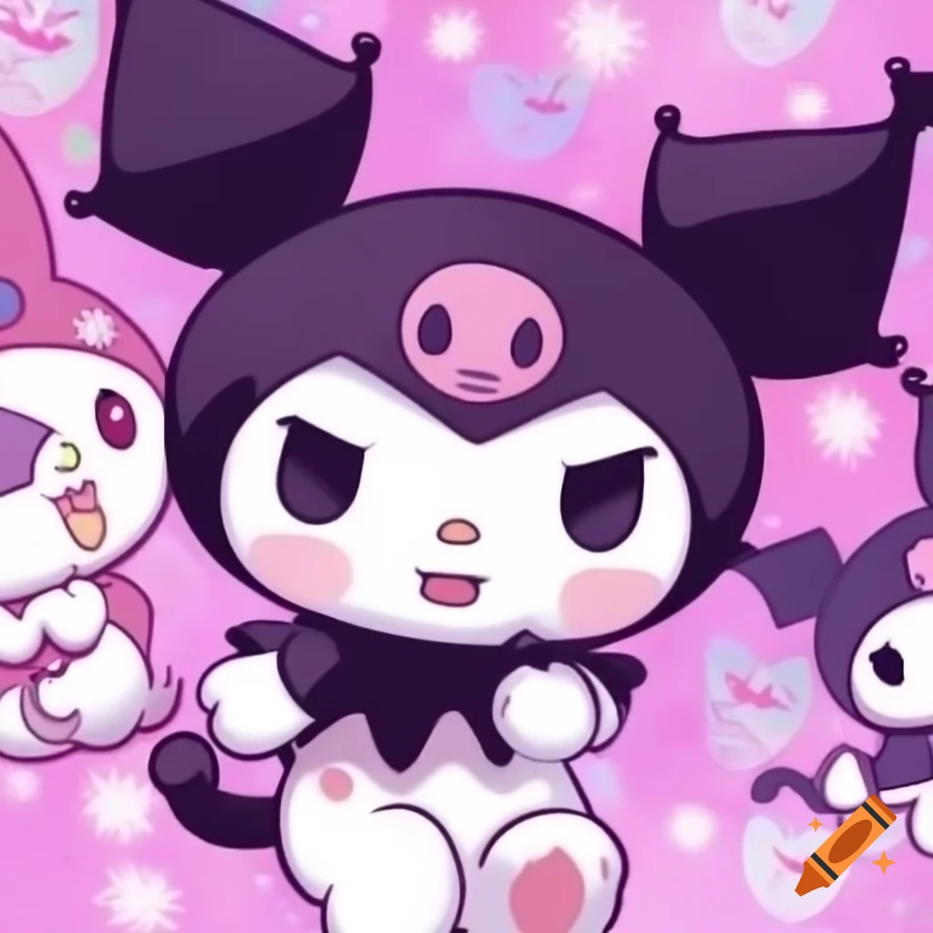 Kuromi and My Melody with glitter effects