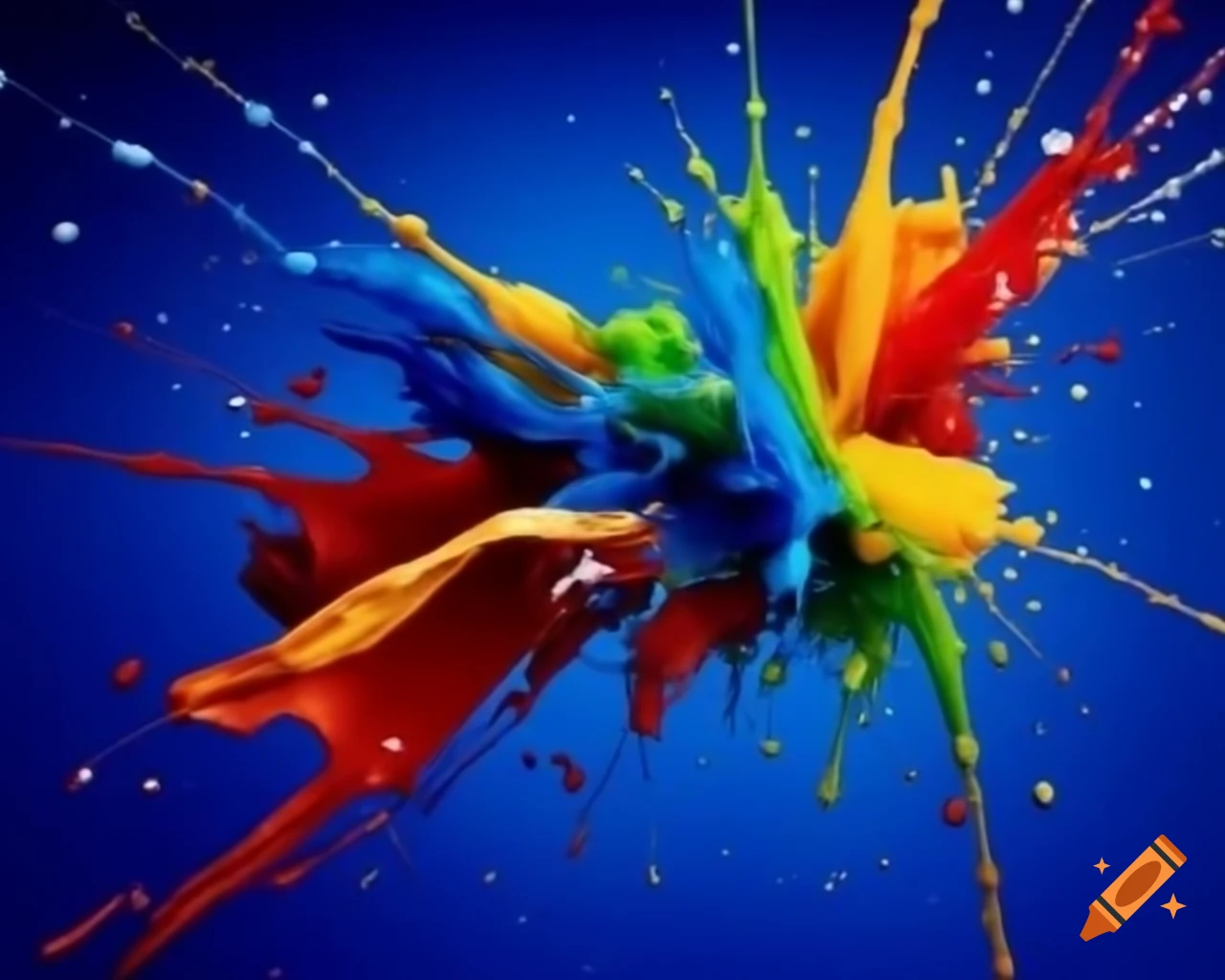 Colorful splashes on blue silk in pop art style