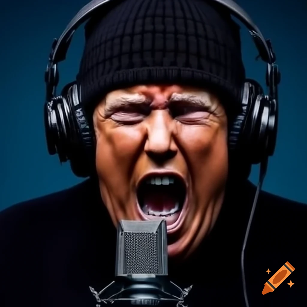 Angry social media influencer in black knit hat, live streaming conspiracy theories