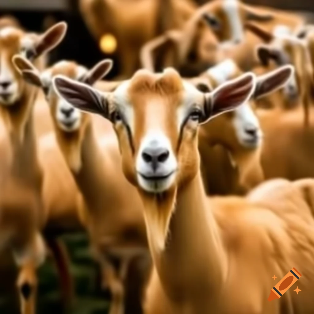 Group of eight golden goats