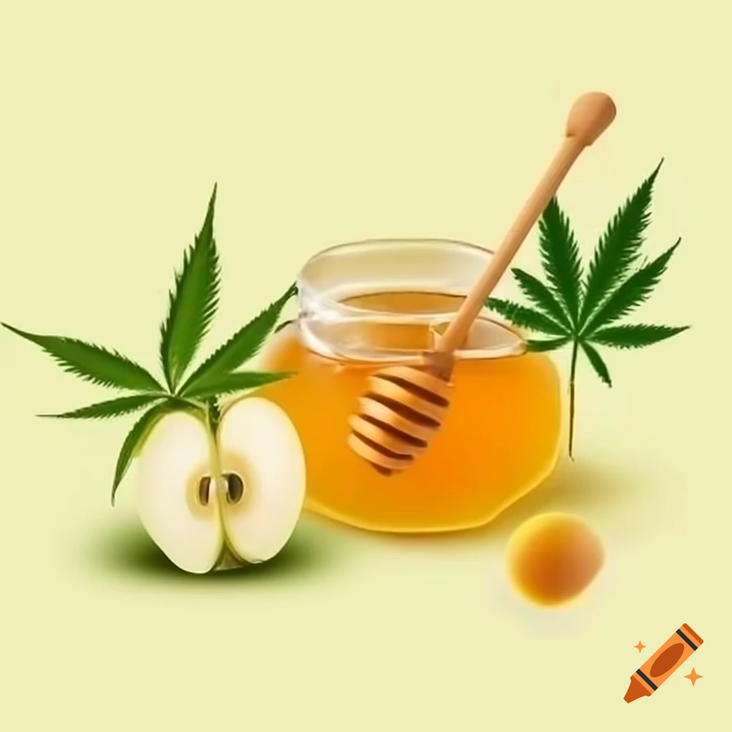 Rosh Hashanah apple and honey with marijuana leaf