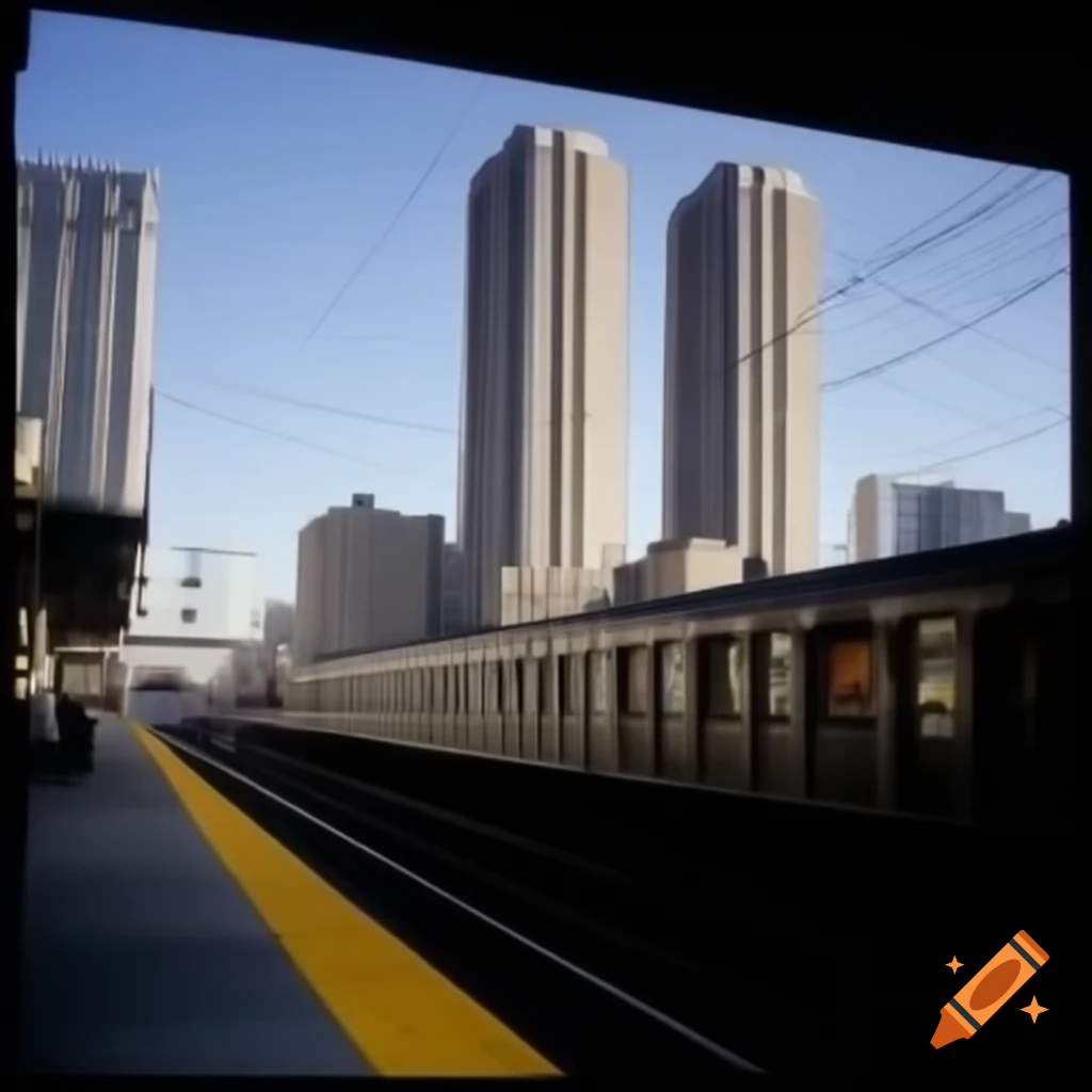 10-Car D62A train entering elevated 67th Street Station in Midtown Galieotropolis during winter morning