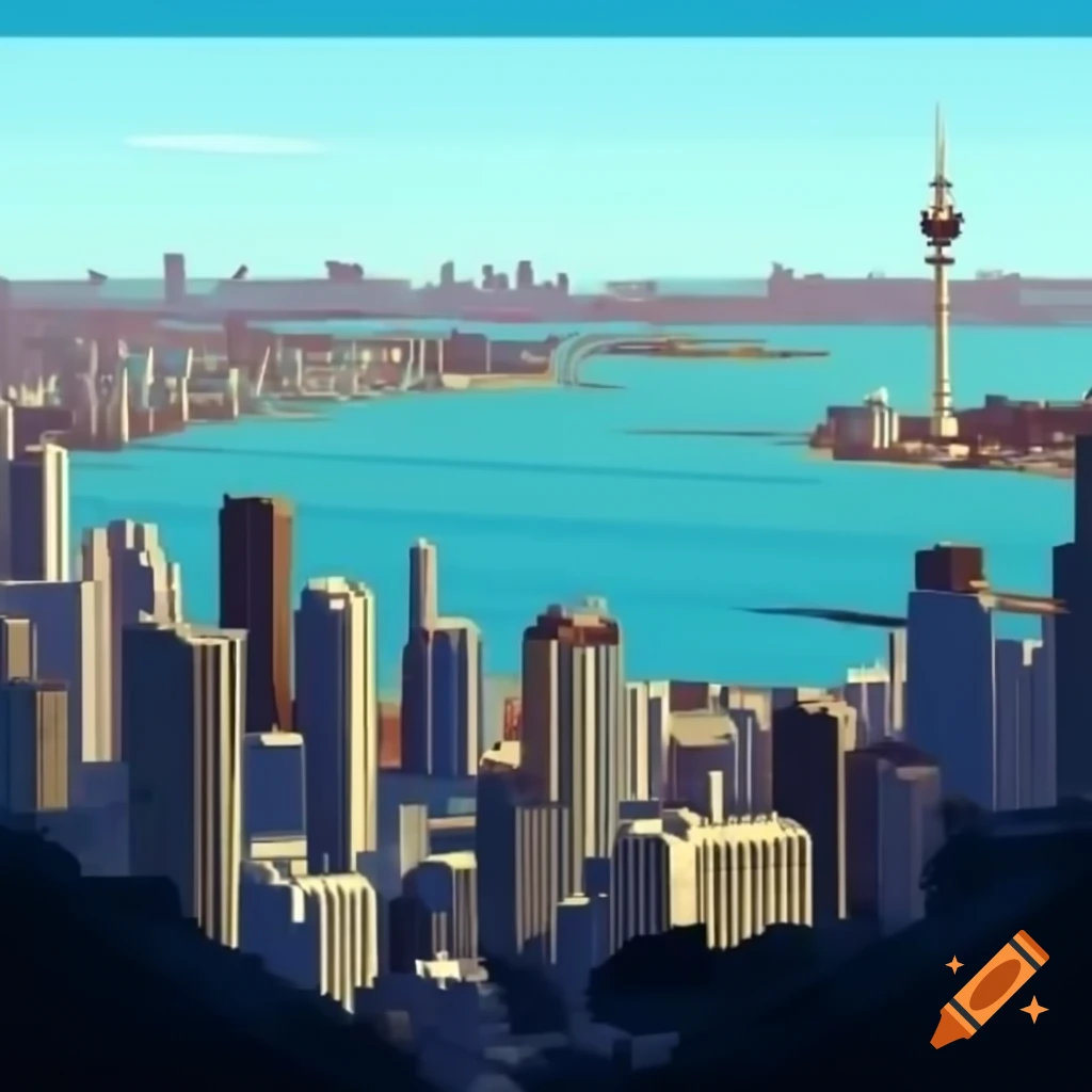 Auckland, New Zealand illustrated in GTA 4 style