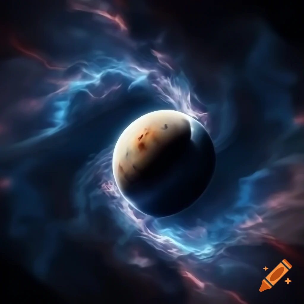 Surreal representation of a two-dimensional universe with distorted celestial structures