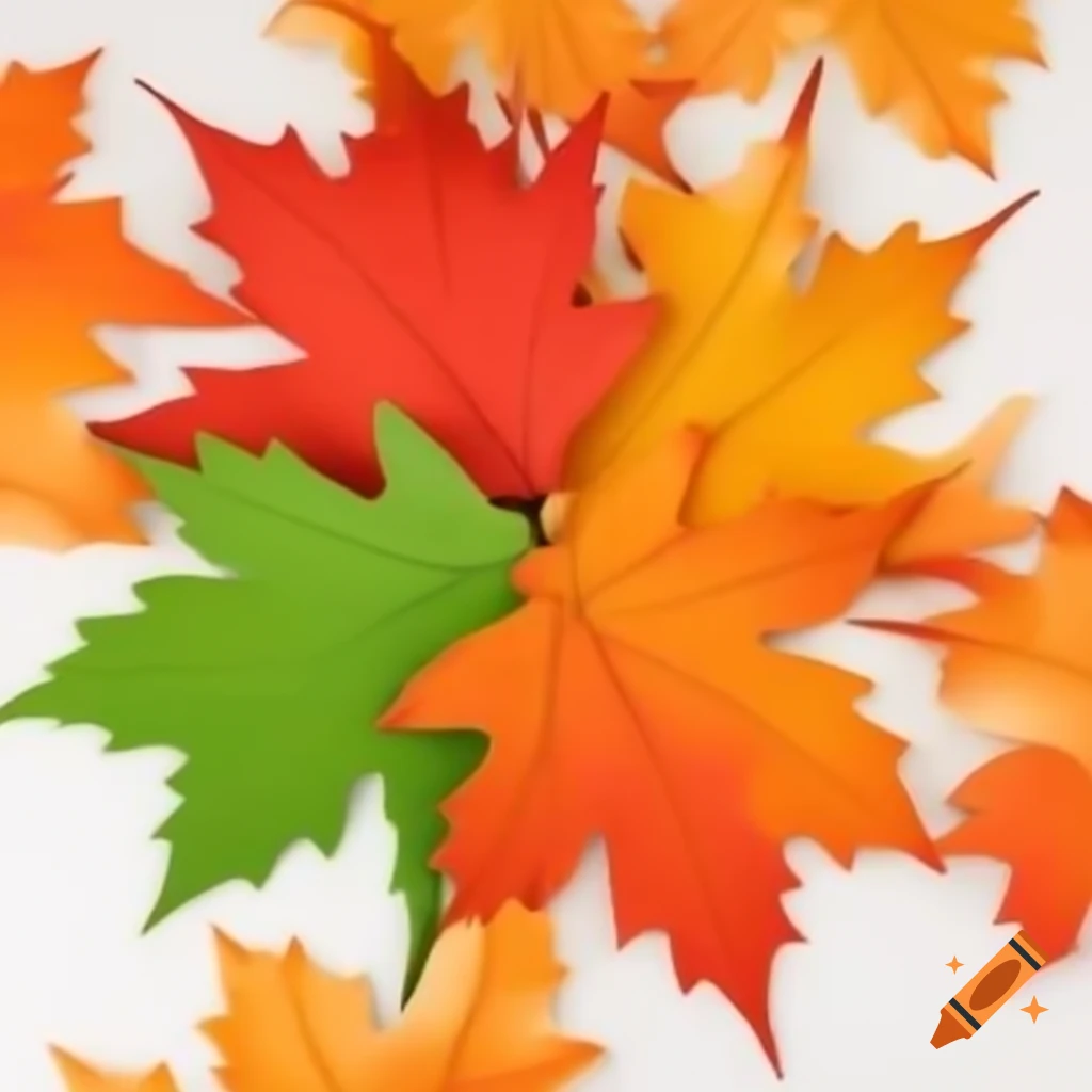 Canadian maple leaves in red, orange, and green for sketch decoration