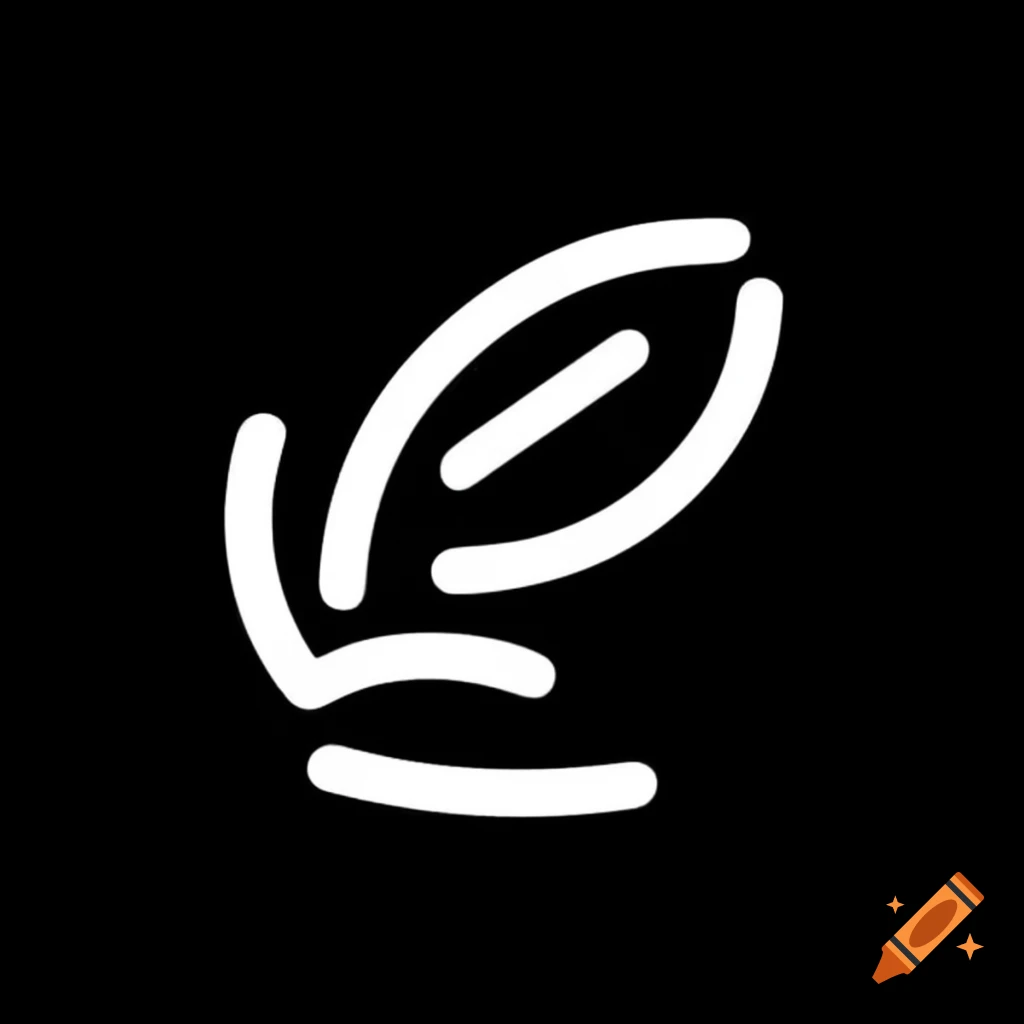 Orchid leaf symbol in white on black background