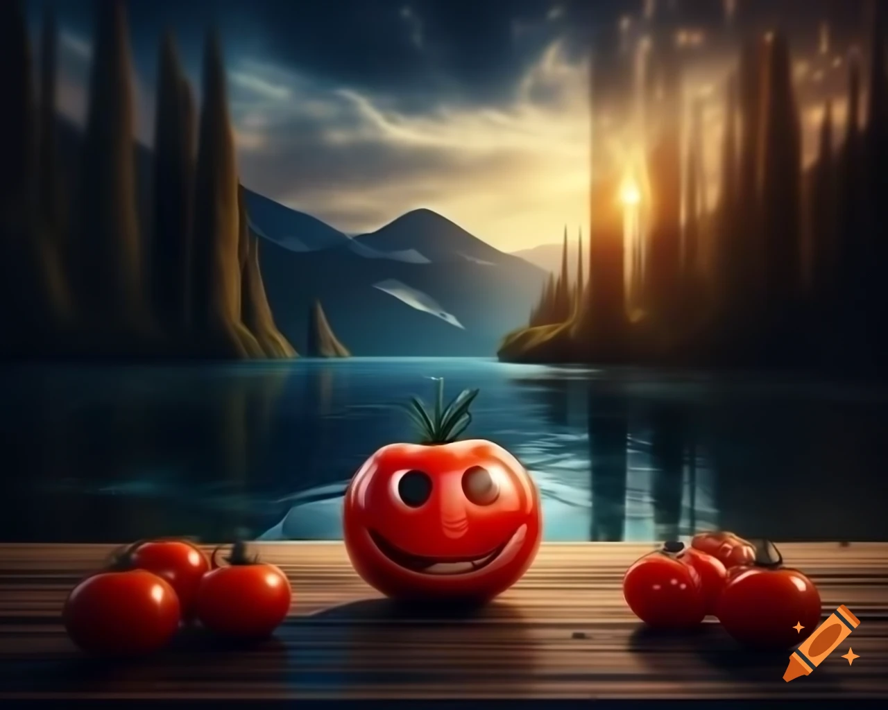 Closeup of human face made of tomatoes, photorealistic 3D render