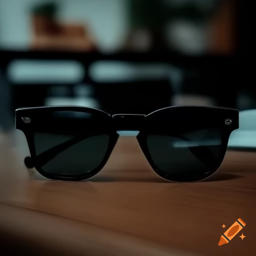 Dark sunglasses resting on a table