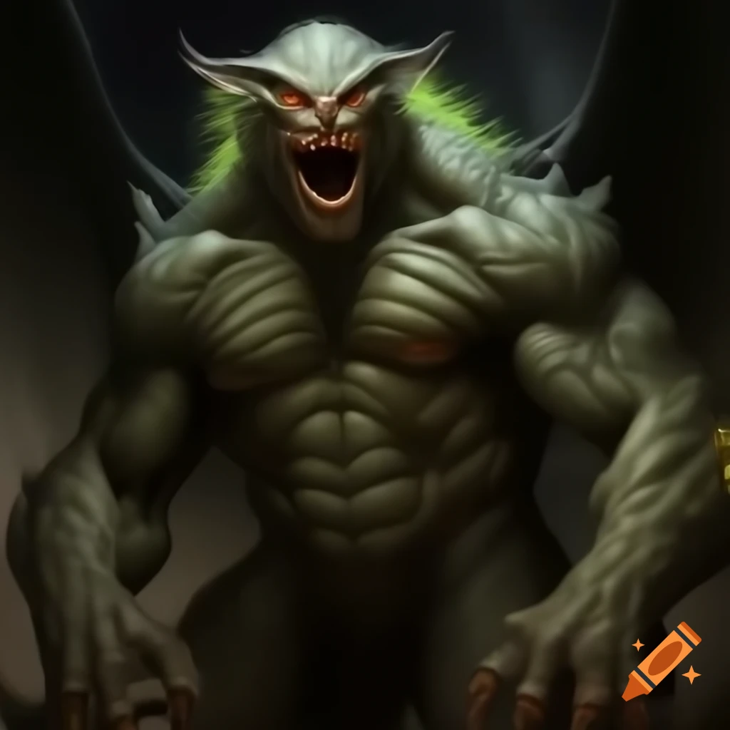 Grendel, the monstrous creature from Beowulf, towering figure with grotesque proportions