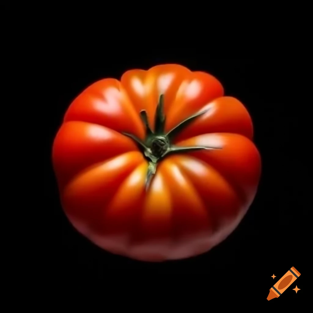 Tomato on black background