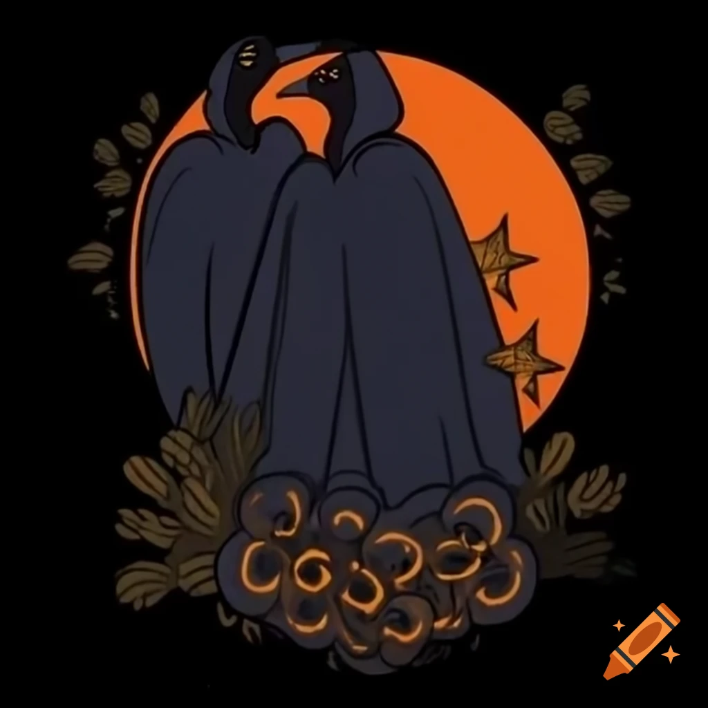 Mystical Curandera Raven and elegant Mother Goose illustration in artistic style