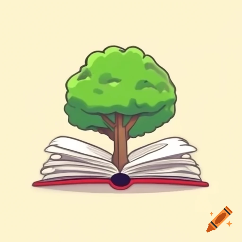 Trees coming to life from an open book