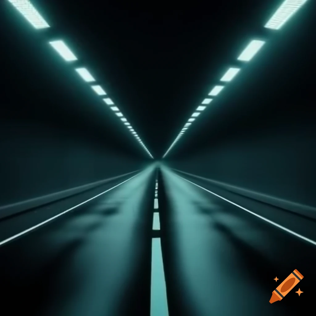 Monochrome cyberpunk poster art of an empty highway