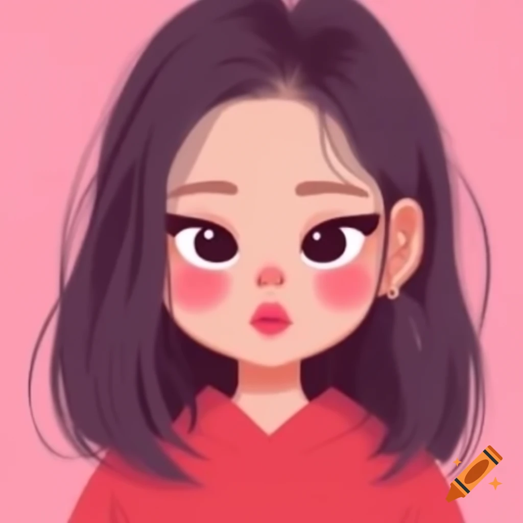 Stylized cartoon of Kim Jennie