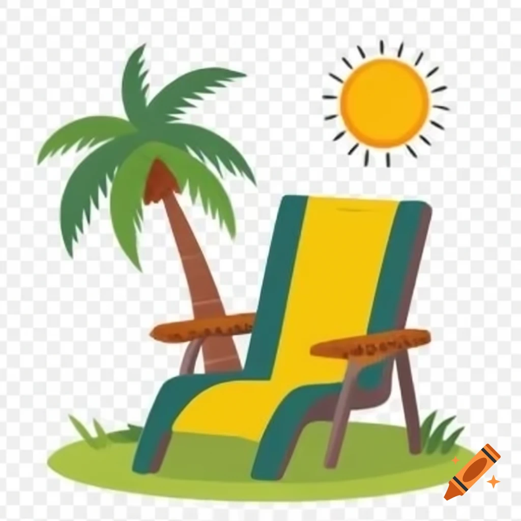 Lawn chair under palm tree with sunlight