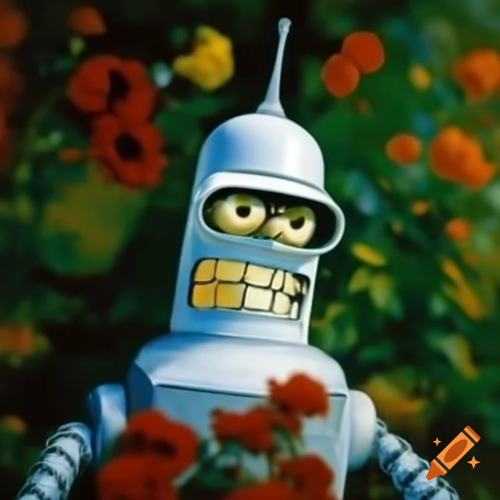 Bender character illustrated in Renoir's painting style