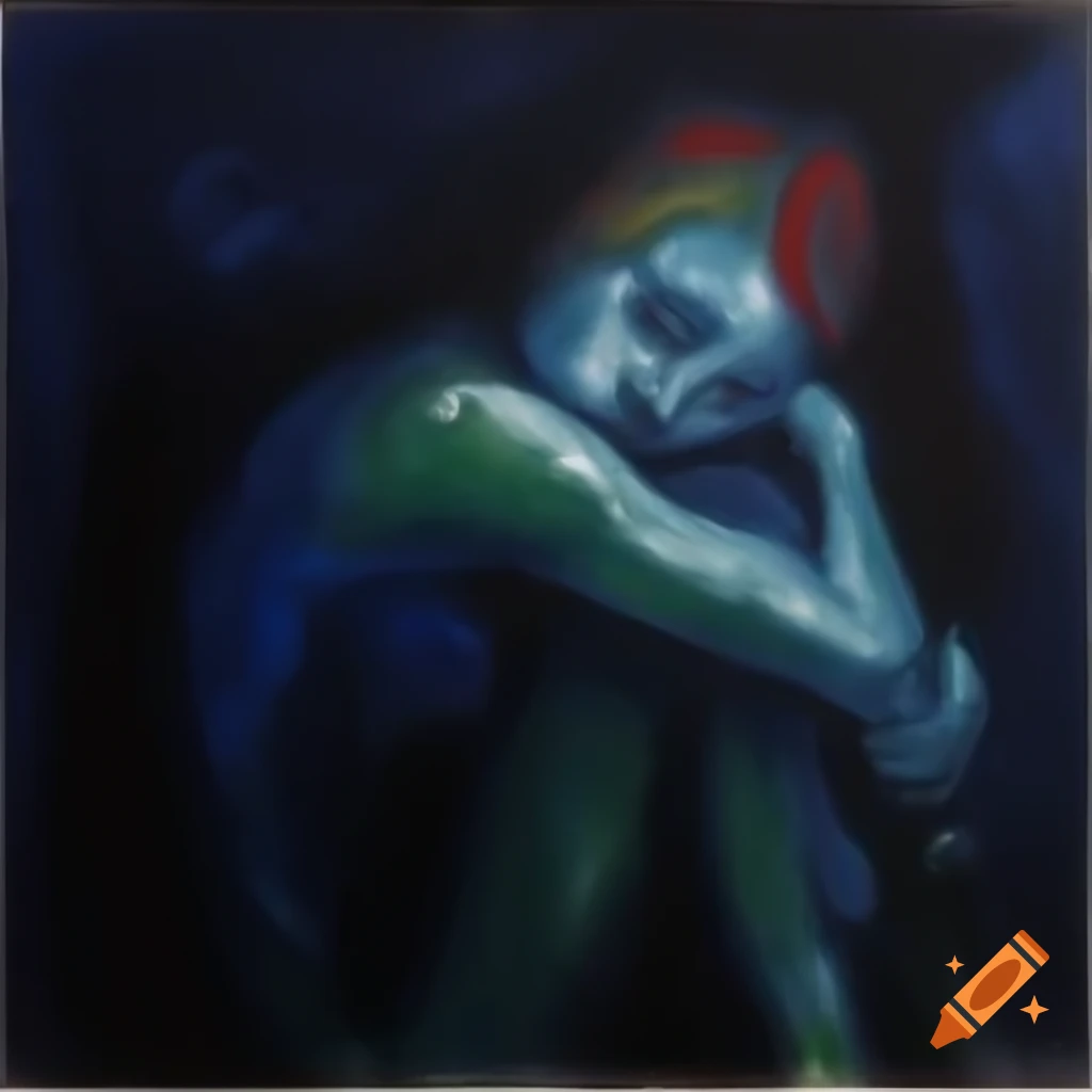 Artwork expressing psychological distress in the style of Marc Chagall
