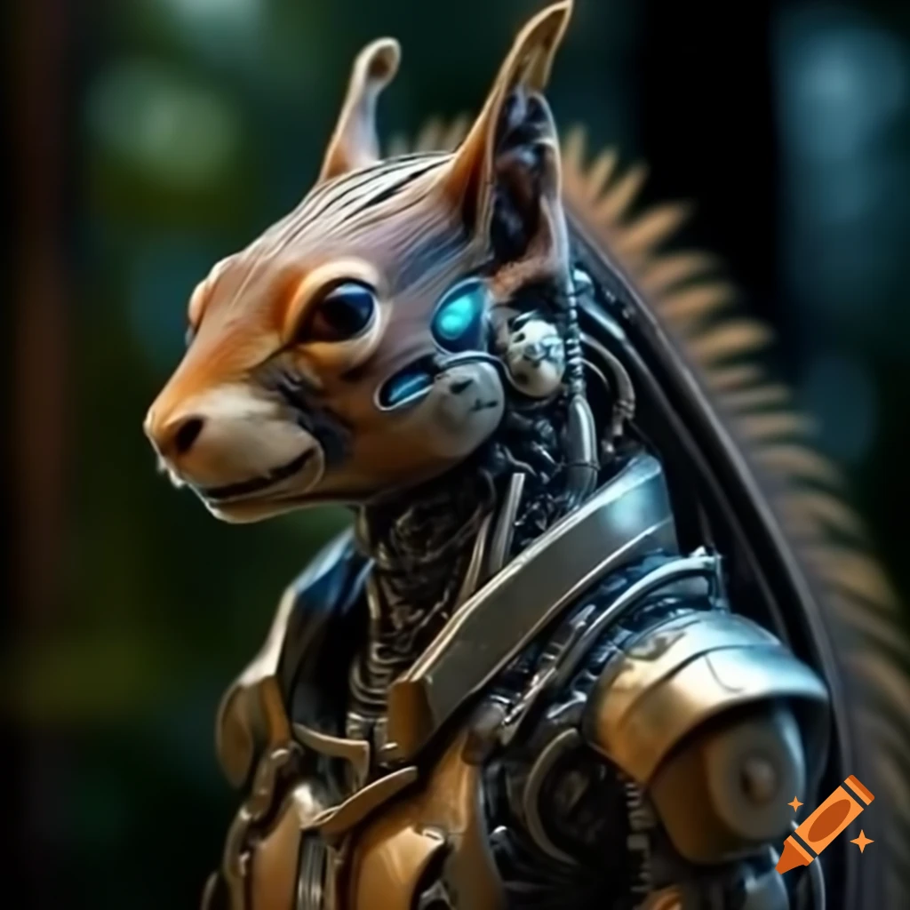 Cybernetic squirrel in a futuristic design