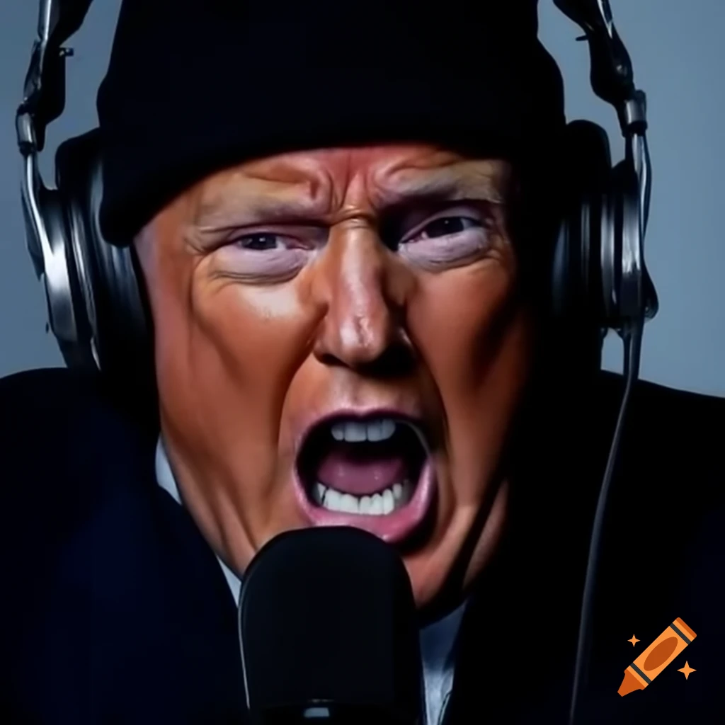 Angry social media influencer in black knit hat, live streaming conspiracy theories