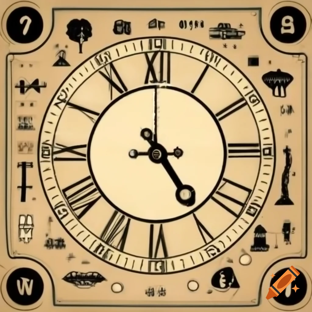 Cover art for This Day's Trivia featuring vintage clock, calendar, and historical event icons
