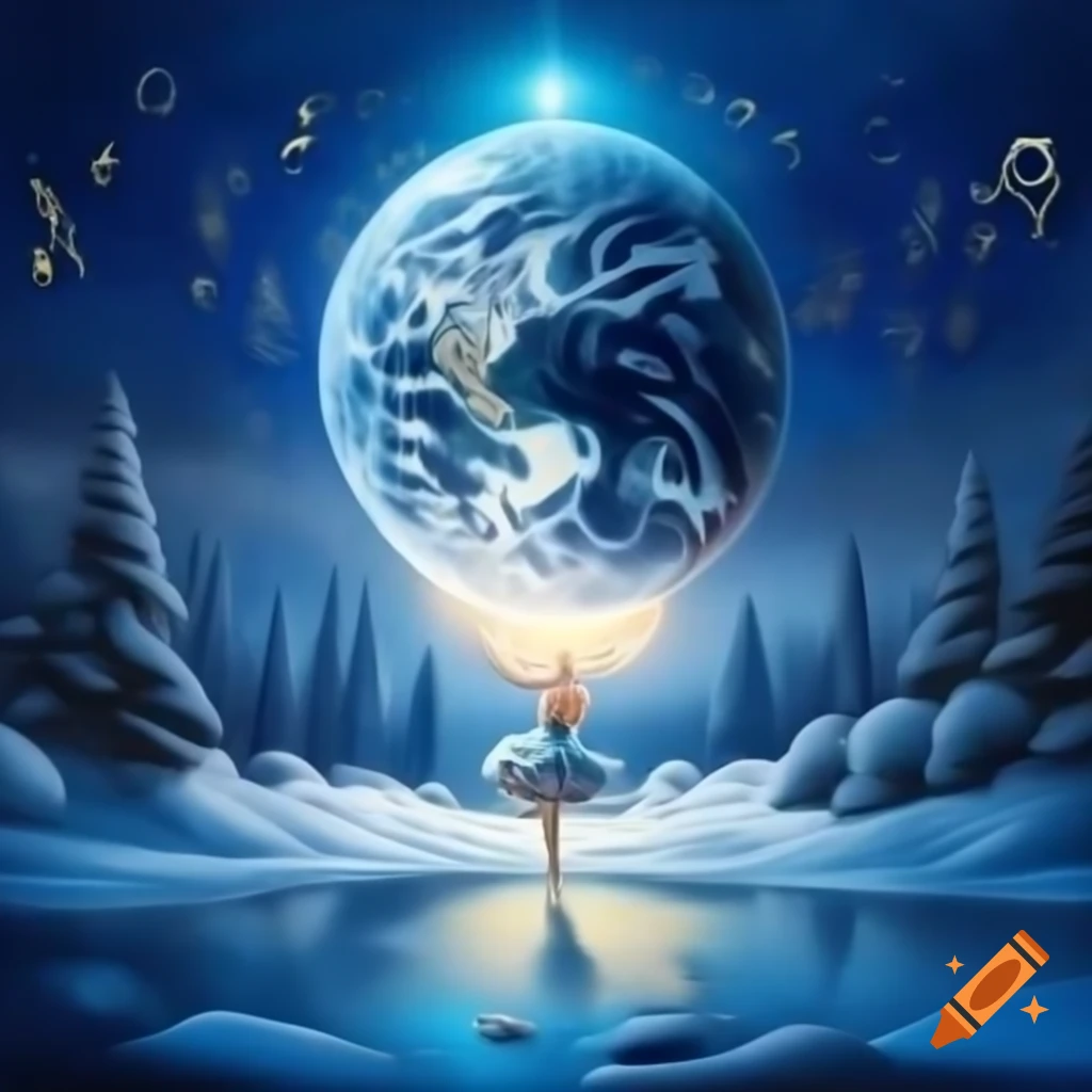 Whimsical winter music journey in magical evening for YouTube thumbnail