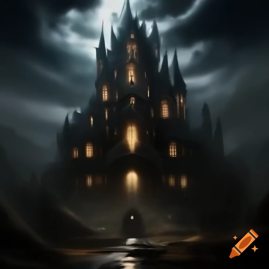 Intricate dark castle filled with mystery and intrigue