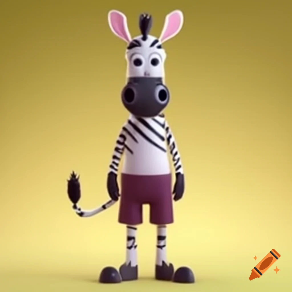 Cartoon zebra in shorts and shoes