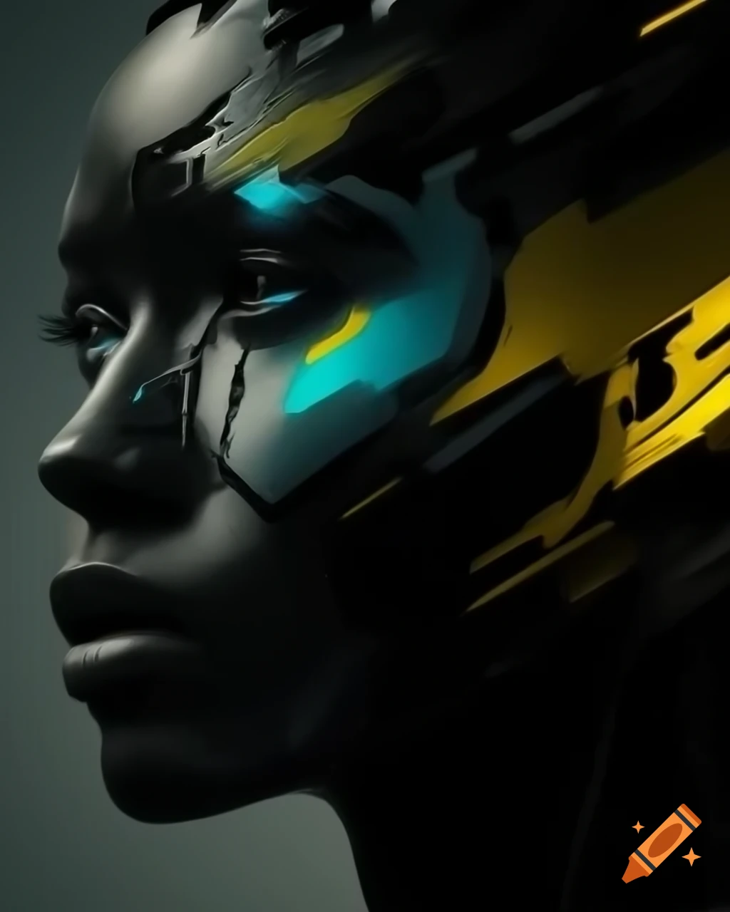 Abstract artwork inspired by Deus Ex: Human Revolution in black, grey, and yellow