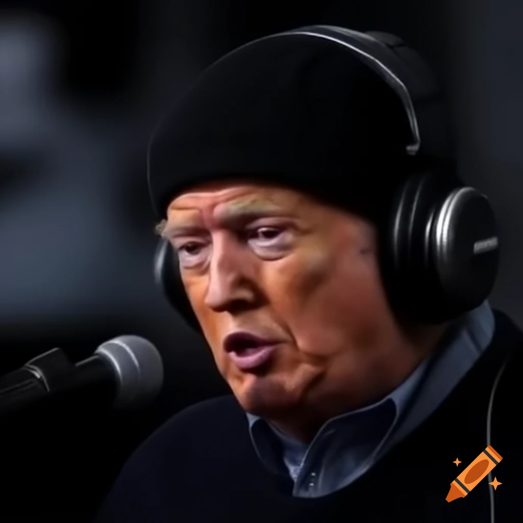 Conspiracy theorist influencer with headphones and microphone live streaming