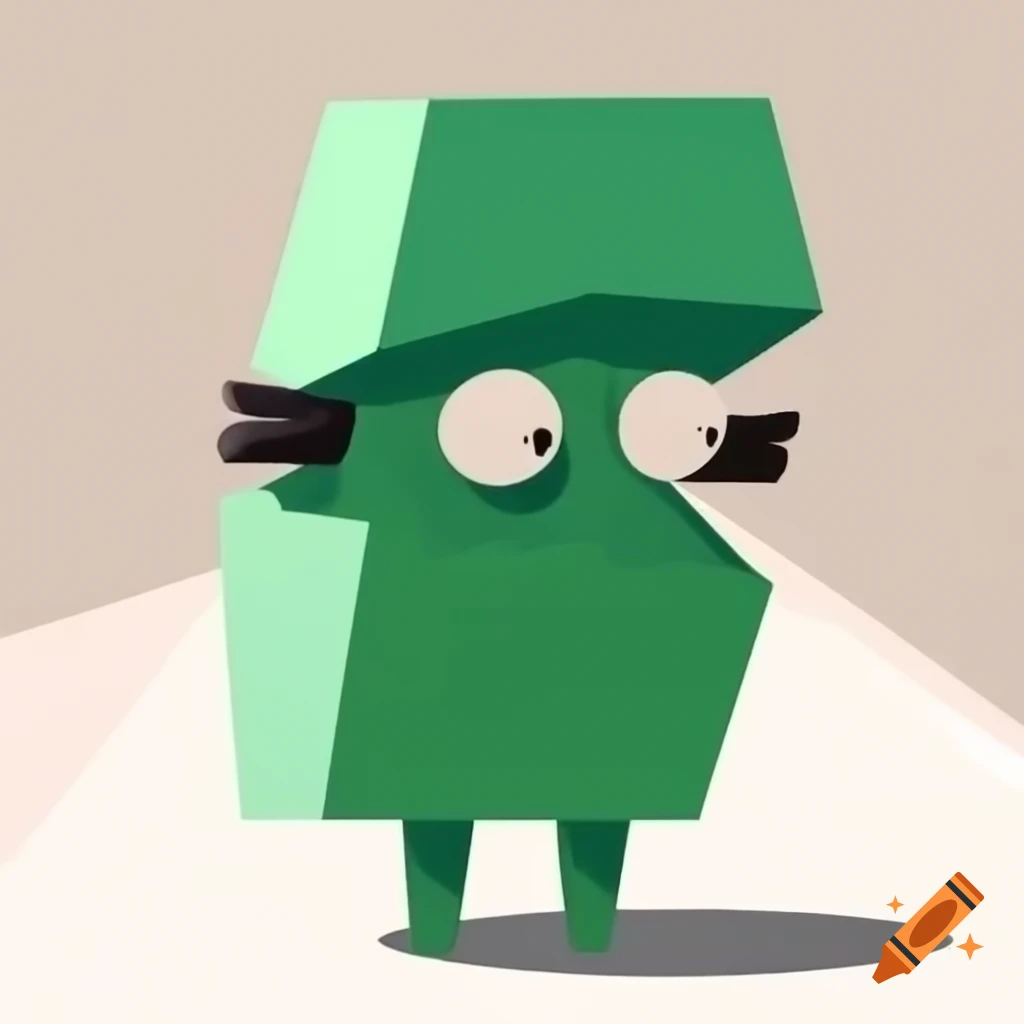 Mysterious angular green-skinned figure with shadows, dark body